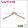 Wooden shirt hanger with U notches &space saving hook